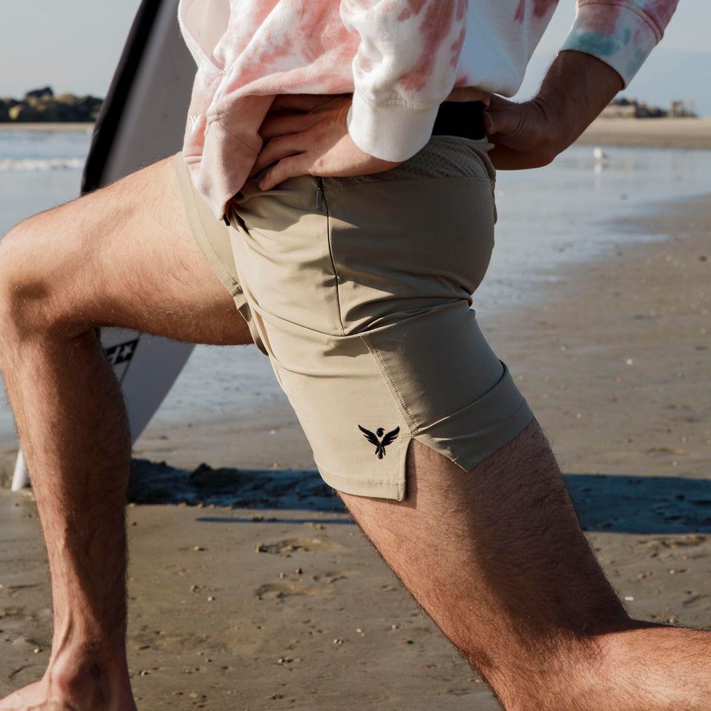 YOGA CROW MENS FLOW SHORTS - Khaki