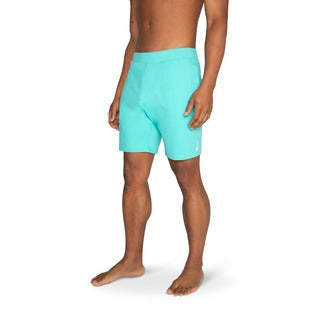 Men's Lined Yoga Shorts 7 Inch in Aqua Blue color, perfect for an active lifestyle.