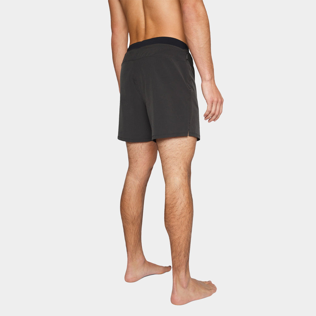 Flow Men's Lined Hot Yoga Shorts 5 Inch seen from the back, designed for maximum performance in hot conditions.