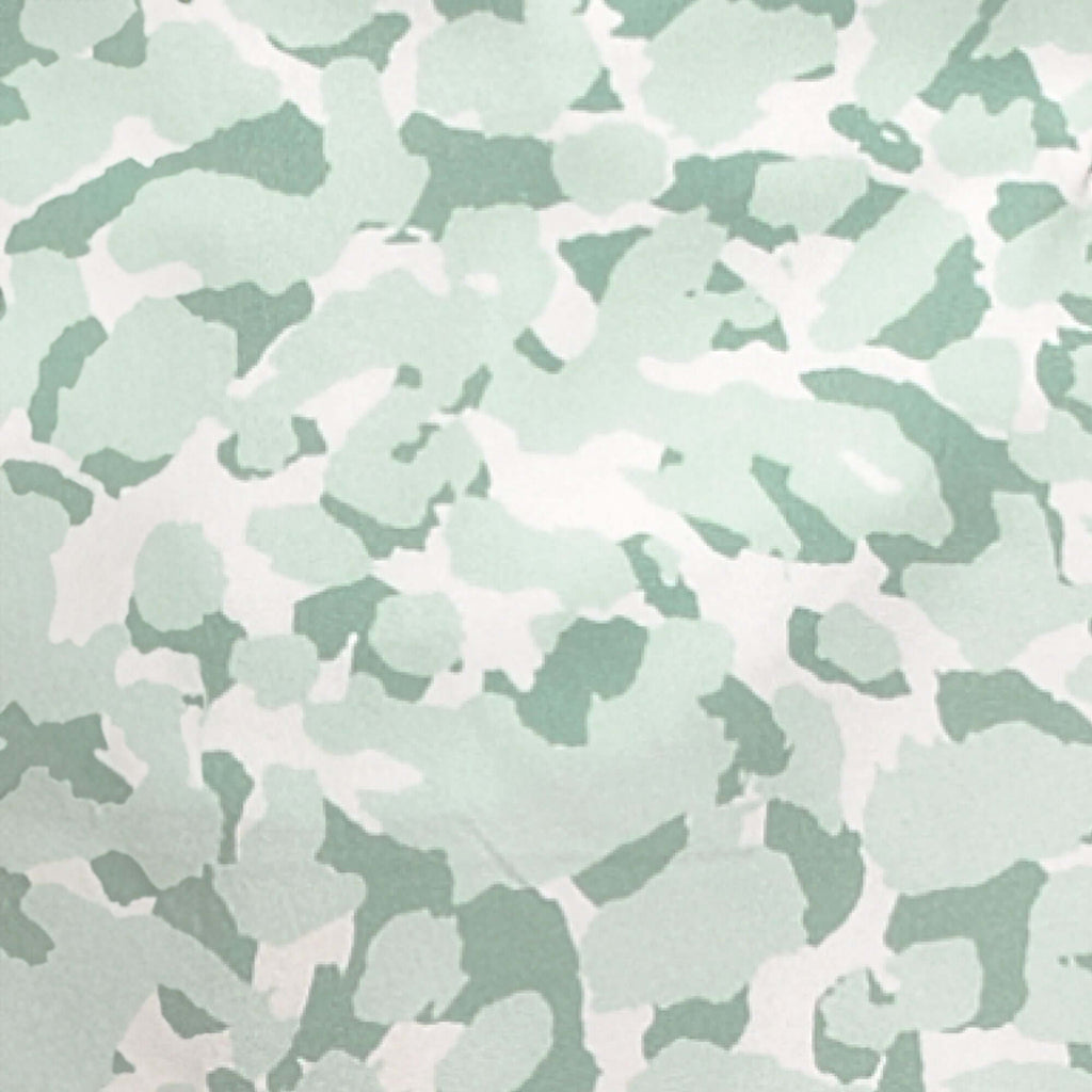 Flow shorts in Lichen pattern featuring a light mint camo design for hot yoga and intense training.
