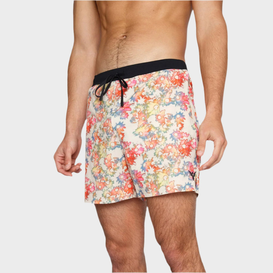 YOGA CROW MENS FLOW SHORTS - Sand Floral