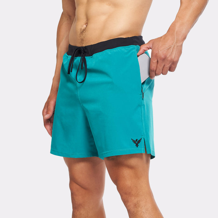 YOGA CROW MENS FLOW SHORTS - Glacier Green